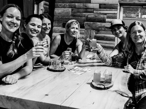 In Pemberton, BC, the beverages are as rewarding as the climbs, and the good company is just as plentiful. Photo: Katherine Wood