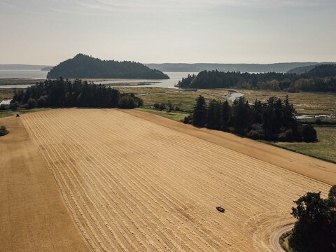 The Skagit Valley and Bay deliver a beautiful backdrop to the region's farmland. From grain to yeast, Garden Path Fermentation strives to source local. Photo courtesy of Skagit Valley Malting